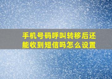 手机号码呼叫转移后还能收到短信吗怎么设置