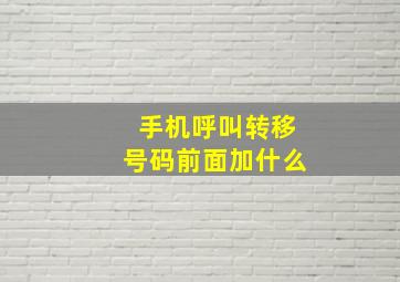 手机呼叫转移号码前面加什么