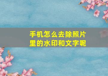 手机怎么去除照片里的水印和文字呢