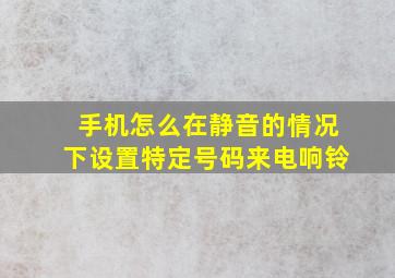 手机怎么在静音的情况下设置特定号码来电响铃