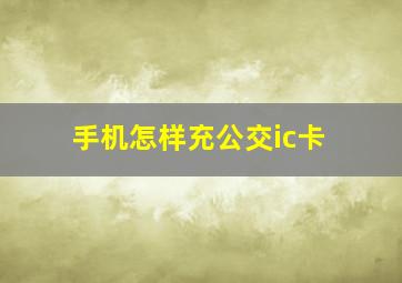 手机怎样充公交ic卡