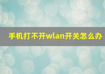 手机打不开wlan开关怎么办