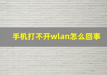 手机打不开wlan怎么回事