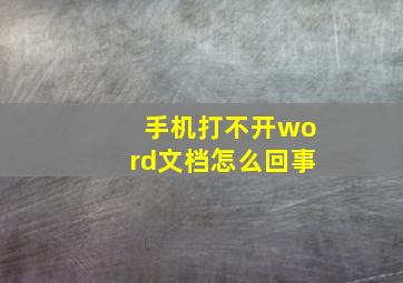 手机打不开word文档怎么回事