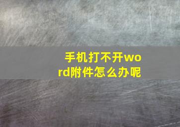 手机打不开word附件怎么办呢