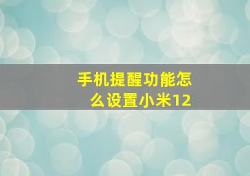 手机提醒功能怎么设置小米12