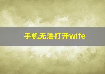 手机无法打开wife