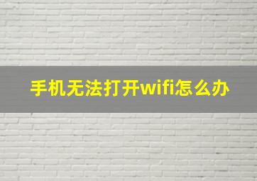 手机无法打开wifi怎么办