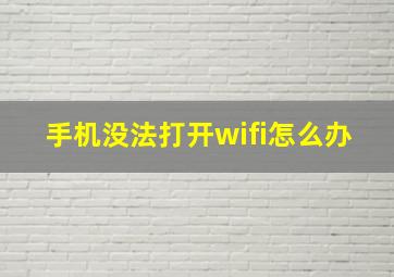 手机没法打开wifi怎么办