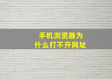 手机浏览器为什么打不开网址