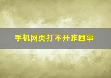 手机网页打不开咋回事