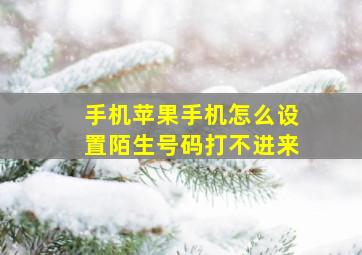 手机苹果手机怎么设置陌生号码打不进来