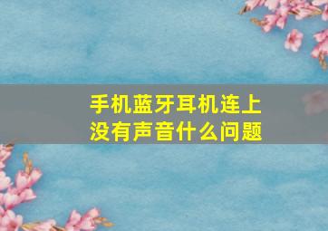 手机蓝牙耳机连上没有声音什么问题