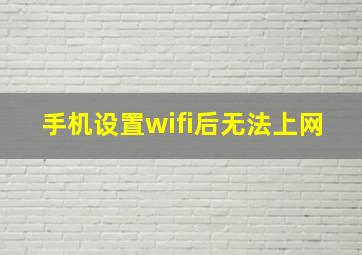 手机设置wifi后无法上网