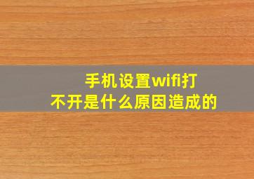 手机设置wifi打不开是什么原因造成的