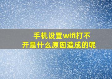 手机设置wifi打不开是什么原因造成的呢