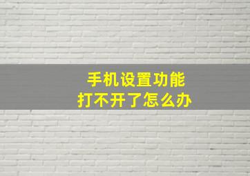 手机设置功能打不开了怎么办