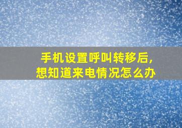 手机设置呼叫转移后,想知道来电情况怎么办