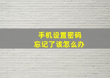 手机设置密码忘记了该怎么办