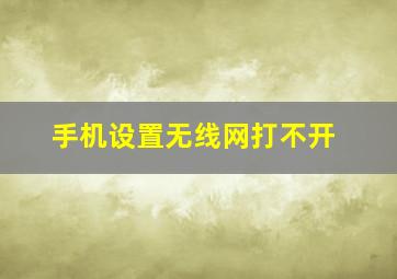 手机设置无线网打不开