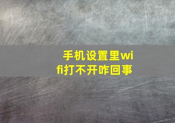 手机设置里wifi打不开咋回事