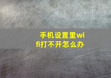 手机设置里wifi打不开怎么办