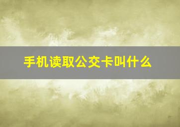 手机读取公交卡叫什么