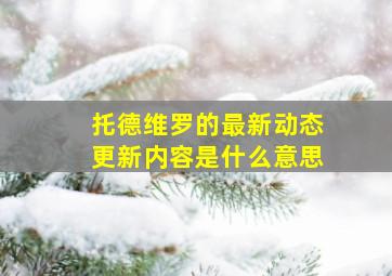 托德维罗的最新动态更新内容是什么意思