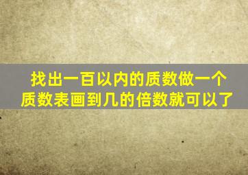 找出一百以内的质数做一个质数表画到几的倍数就可以了