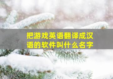 把游戏英语翻译成汉语的软件叫什么名字