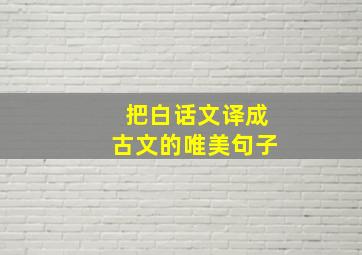 把白话文译成古文的唯美句子