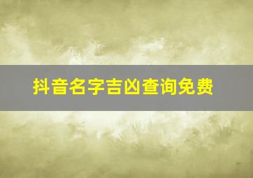 抖音名字吉凶查询免费