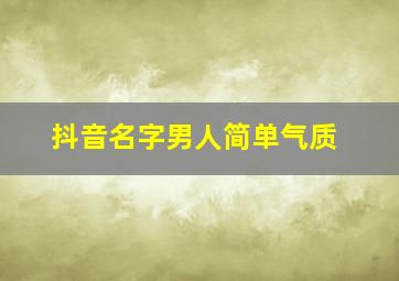 抖音名字男人简单气质