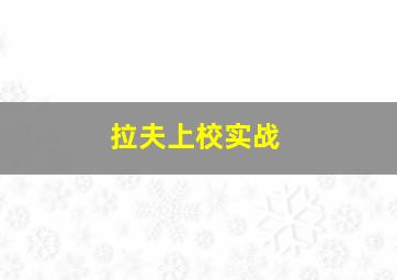 拉夫上校实战