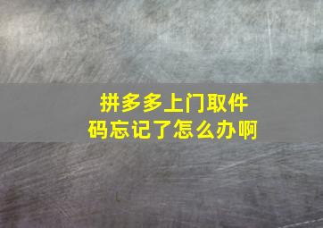 拼多多上门取件码忘记了怎么办啊