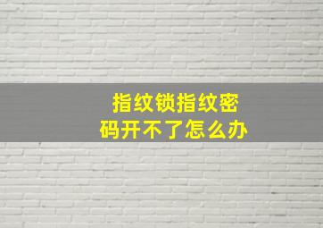 指纹锁指纹密码开不了怎么办