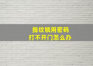 指纹锁用密码打不开门怎么办