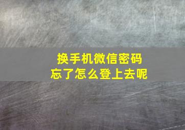 换手机微信密码忘了怎么登上去呢