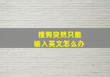 搜狗突然只能输入英文怎么办