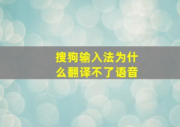 搜狗输入法为什么翻译不了语音