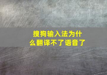 搜狗输入法为什么翻译不了语音了