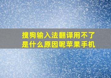 搜狗输入法翻译用不了是什么原因呢苹果手机