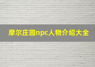 摩尔庄园npc人物介绍大全