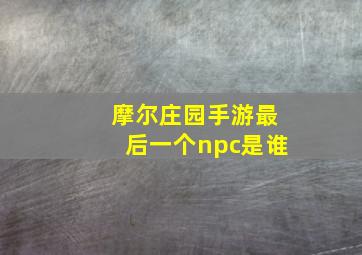 摩尔庄园手游最后一个npc是谁