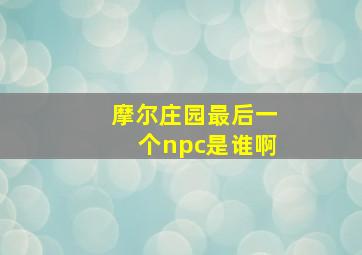 摩尔庄园最后一个npc是谁啊