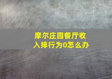 摩尔庄园餐厅收入排行为0怎么办