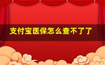 支付宝医保怎么查不了了