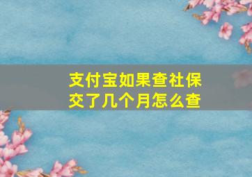 支付宝如果查社保交了几个月怎么查