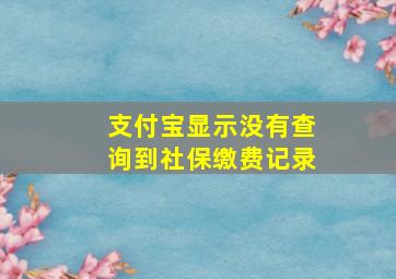 支付宝显示没有查询到社保缴费记录