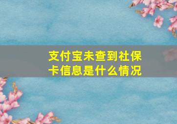 支付宝未查到社保卡信息是什么情况